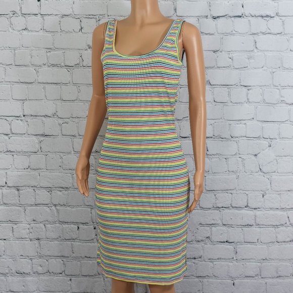 rainbow striped bodycon dress